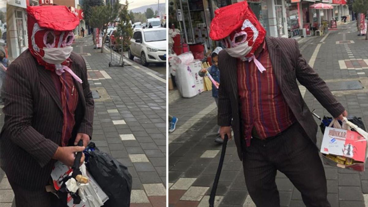 Yozgatlı vatandaşın tasarladığı enteresan maske görenleri şaşkına çevirdi