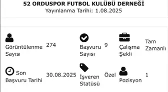 52 Orduspor’un İŞKUR Üzerinden Futbolcu İlanı Sosyal Medyada Gündem Oldu