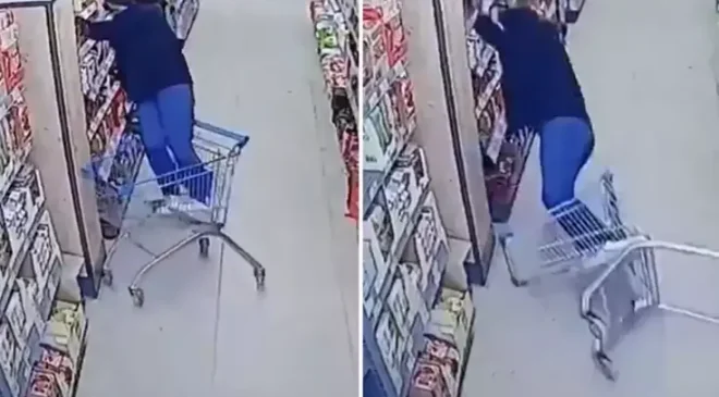 Zincir markette kahreden görüntüler! Rafları düzenlerken kabusu yaşadı